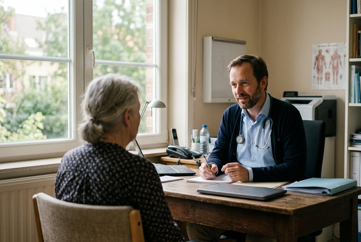 Huisarts in gesprek met een patiënt in de consultatieruimte