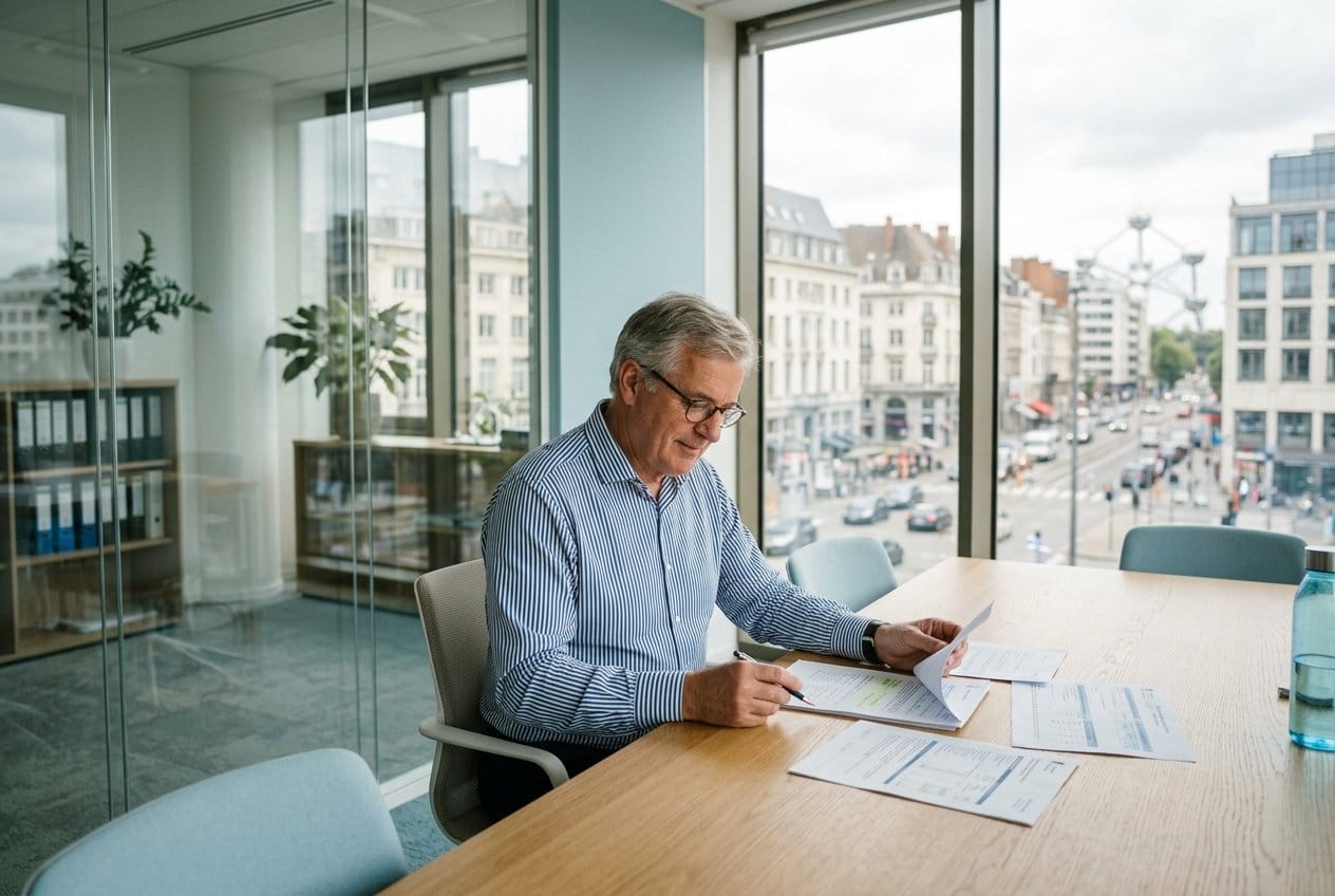 Bedrijfsleider in een vergaderzaal met glazen wanden