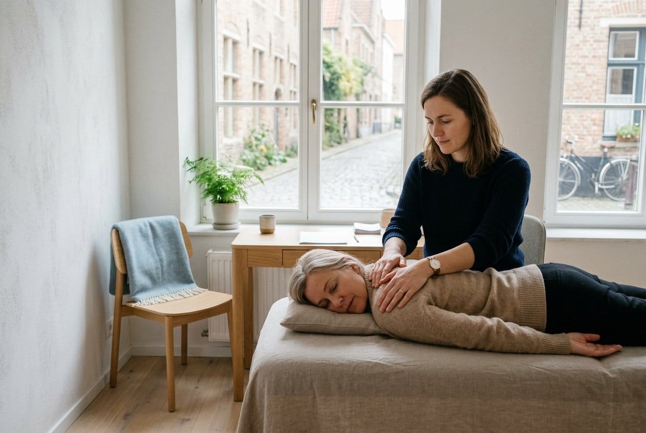 Osteopaat behandelt een patiënt op de behandeltafel